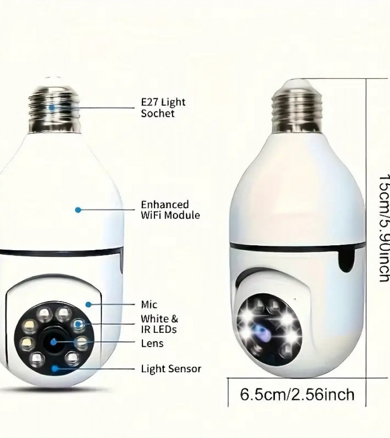 Wifi Camera | Bulb Camera | App: FTY Camera | Single Lens | Dual Lens | Motion Sensor Alert | 2 Way Audio | 360 View | Mobile App Control